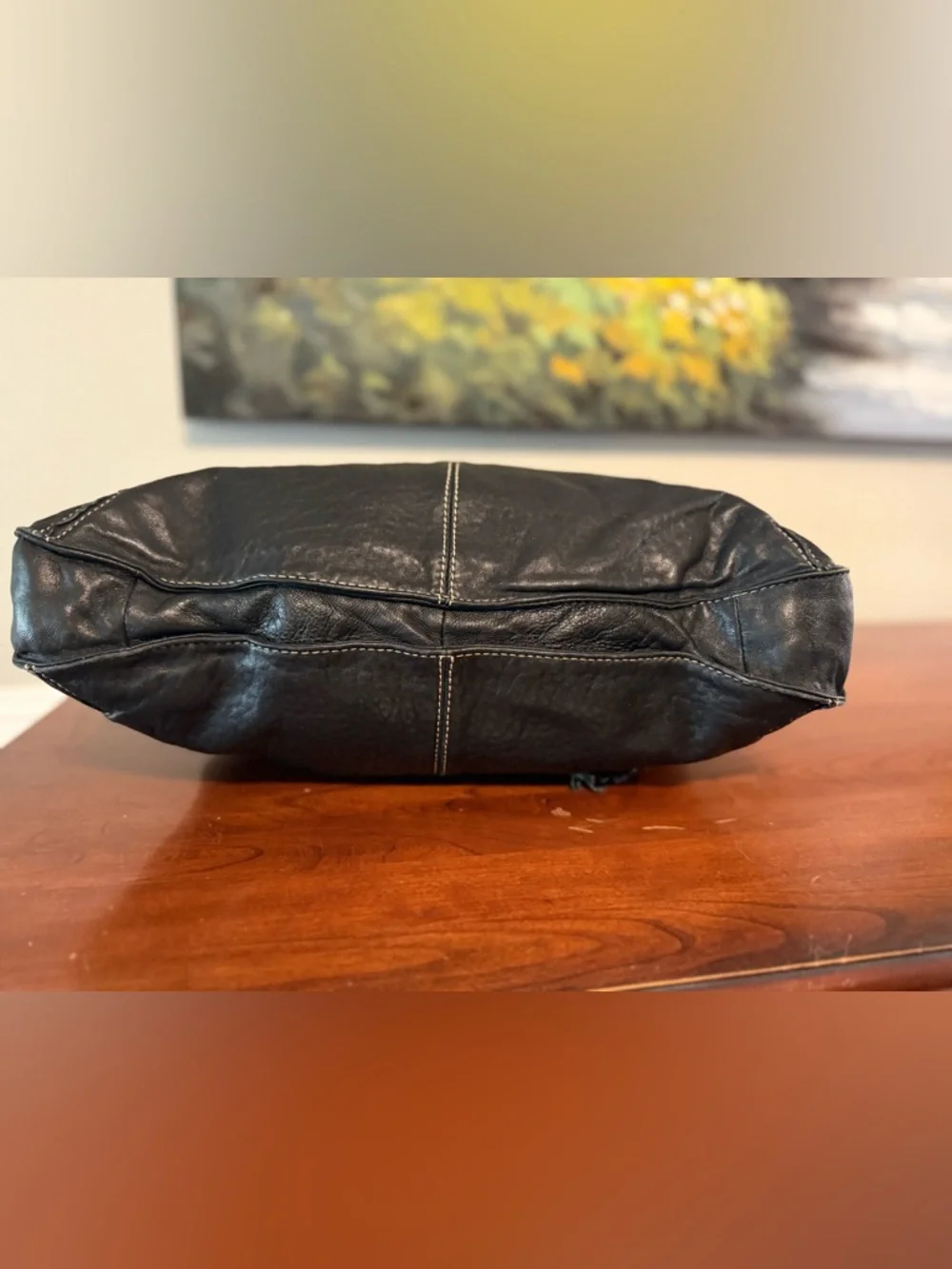 Vintage Liz Claiborne Genuine Leather Bucket Bag • Drawstring Tassel • Slouchy - Picture 5 of 16